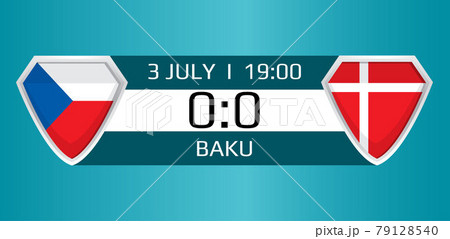 Czech Republic vs Denmark soccer vector. Match score and venue of national football teams 79128540