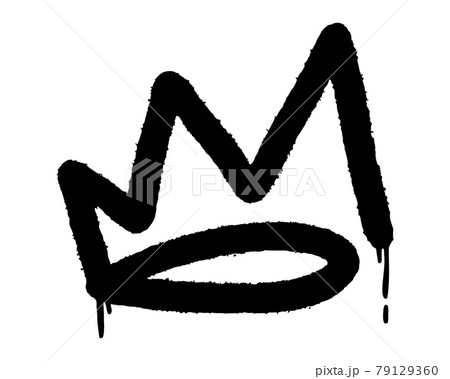 graffiti spray crown icon with over spray in black over white. vector illustration. 79129360
