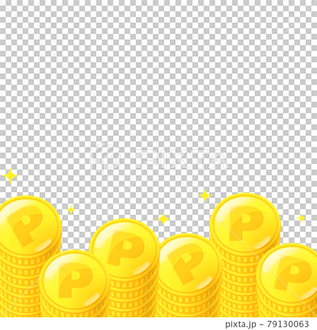 コピースペースのある積み上げられたコイン(ポイント)のイラスト素材(ベクターあり) 79130063
