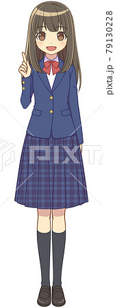 指をさすブレザーの女の子 79130228