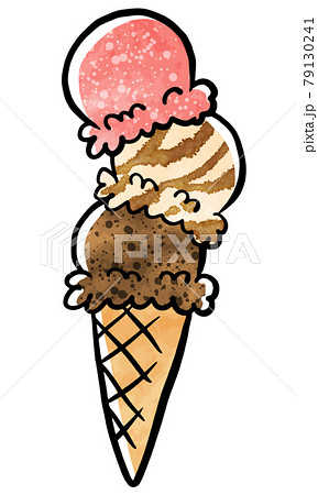 Ice-cream in a Wafer Cone Isolated on a White Background. Color Drawing  Markers Stock Photo - Image of print, green: 176240070