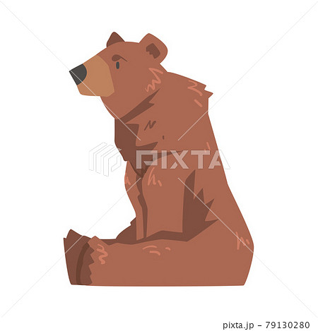 Side View Of Sitting Brown Bear Large Wild のイラスト素材