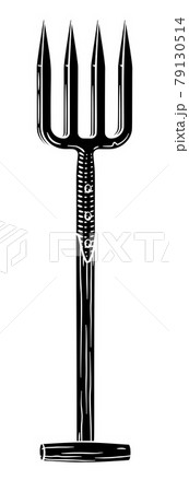 Garden Tool Gardening Fork Woodcut Vintage Style 79130514
