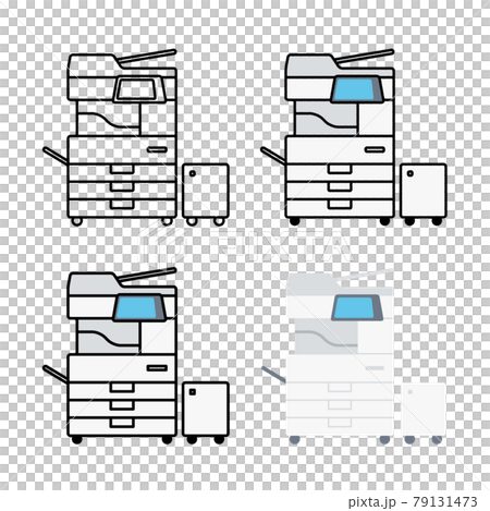 Illustration of copier / multifunction machine Hand-painted, basic line and flat painting set 79131473