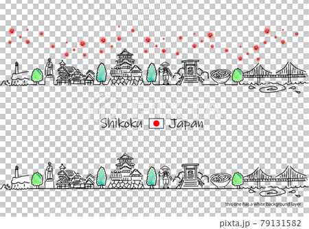 四國城市景觀和新型冠狀病毒線描集 79131582