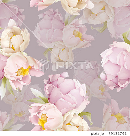 Seamless pattern with peonies in a gentle range 79131741