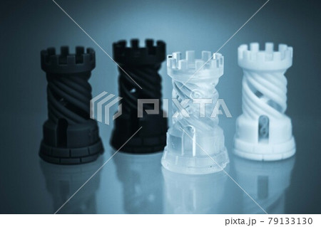 Four Objects photopolymer printed on a 3d printer. Four Objects photopolymer printed on a 3d printer. 79133130