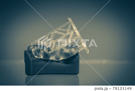 Human jaw printed on 3d printer of photopolymer. 79133149