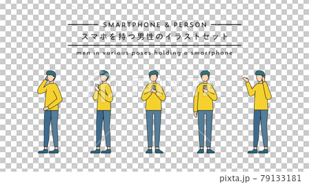 插圖集一個人與智能手機智能手機人人呼叫觸摸操作觸摸簡單 79133181