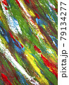 Many colorful bright colored paint lines drawn on canvas close-up. 79134277