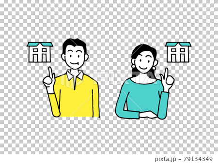 Couple pointing at the house Couple pointing at the house 79134349