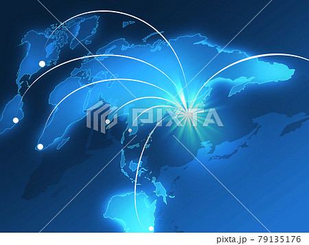 グローバル経済 ビジネス背景 世界地図 日本地図 ビジネスイメージ グローバル のイラスト素材