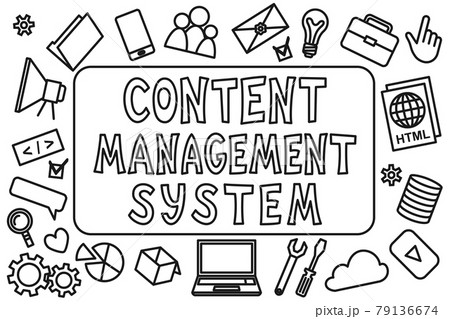 Line art black and white control management system infographic poster 79136674