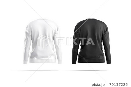 Blank black and white women sweatshirt mockup, back view 79137226