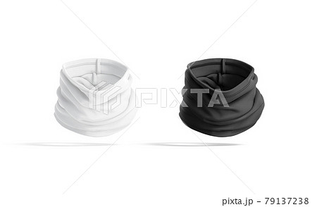 blank black and white folded neck gaiter mockup, no gravity 79137238