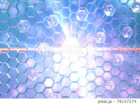 六角形 デジタル It テクノロジー 工業 医学 最先端 発光 イメージ 背景 壁紙 3dcg のイラスト素材