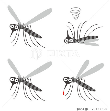 蚊のイラストセット 漫画風 のイラスト素材