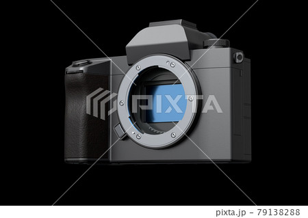 Concept of nonexistent DSLR camera isolated on a black background. Concept of nonexistent DSLR camera isolated on a black background. 79138288