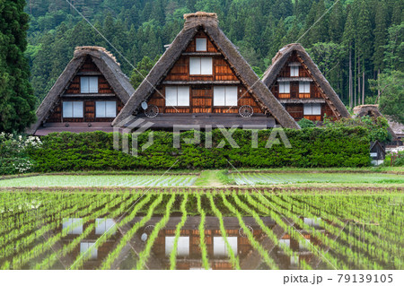 《岐阜県》白川郷の日没・初夏 79139105