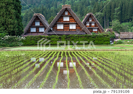 《岐阜県》白川郷の日没・初夏 《岐阜県》白川郷の日没・初夏 79139106
