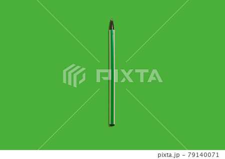 green plastic pen on green back. office accesories 79140071