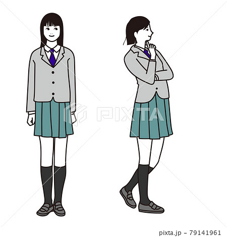 制服の女子高生のベクターイラストのイラスト素材