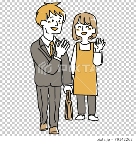 Housewife seeing off her husband 79142262