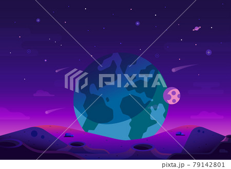 Alien Planet Surface Landscape in Gradient Design 79142801