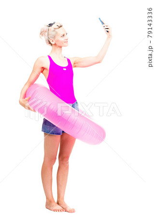 Woman With Swimming Ring 79143336