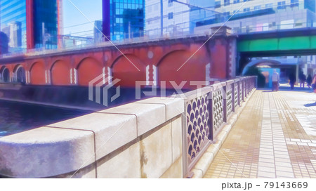 秋葉原 昌平橋 アニメ風加工のイラスト素材