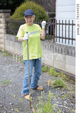 除草作業をする高齢者 除草作業をする高齢者 79144439