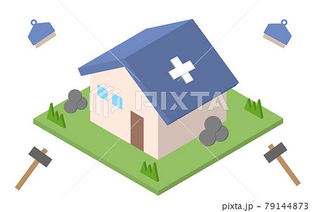 リフォームが必要な住宅のイラスト　アイソメトリック 79144873