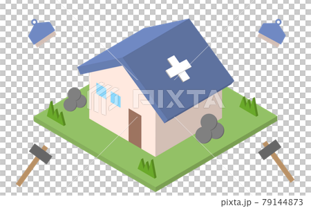 リフォームが必要な住宅のイラスト　アイソメトリック 79144873