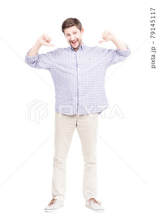 Man Pointing Fingers At Himself Man Pointing Fingers At Himself 79145117