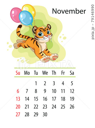 Tiger wall calendar design template for november 2022 79146990