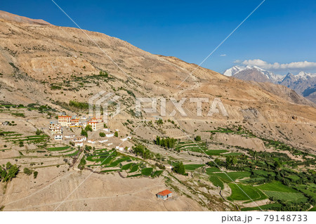 Dhankar gompa monastery and Dhankar village, Spiti valley, Himachal Pradesh, India 79148733