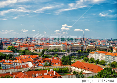 panorama of Prague with blue sky 79152408