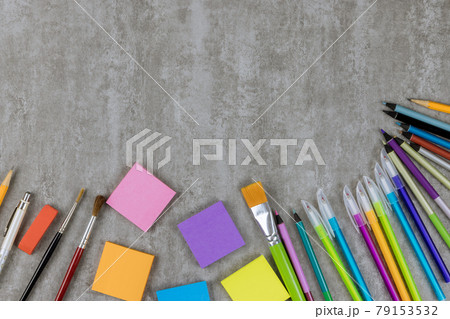 Student material of group art of various school supplies Student material of group art of various school supplies 79153532