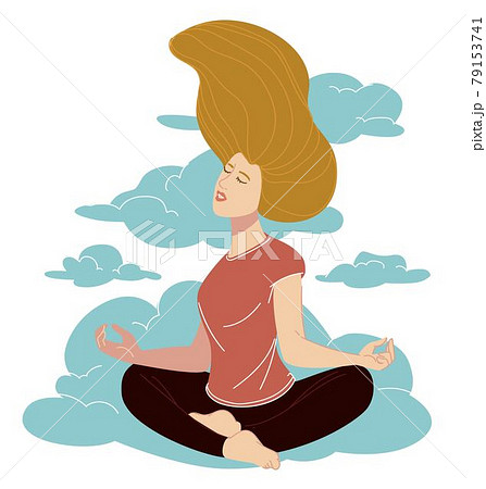 Meditation And Yoga Lightness And Clarity Of Mindのイラスト素材