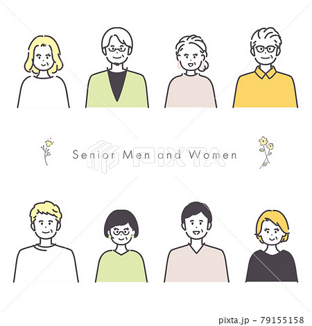 シニア男女のアイコンイラスト 79155158