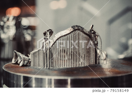 Object printed on metal 3d printer close-up Object printed on metal 3d printer close-up 79158149