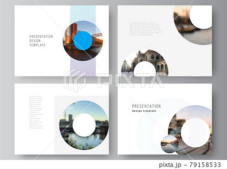 Vector layout of the presentation slides design business templates, multipurpose template for presentation brochure, cover. Background template with rounds, circles for IT, technology. Minimal style. 79158533