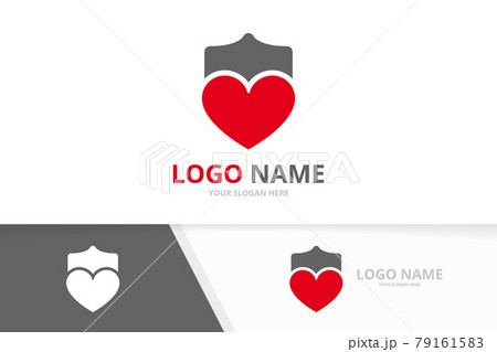 Heart and security logo combination. Love and shield logotype design template. 79161583