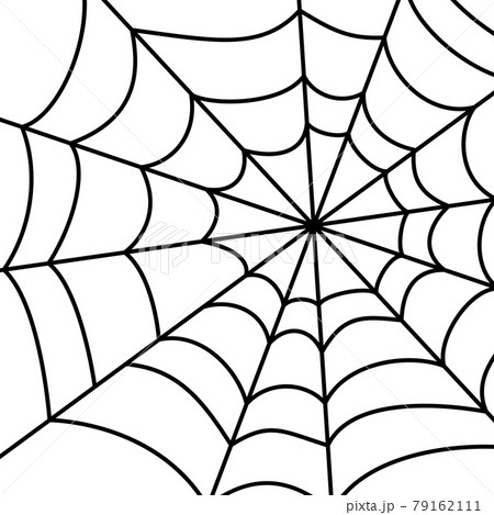 Spider Cobweb Black Linear Vector Flat Styleのイラスト素材