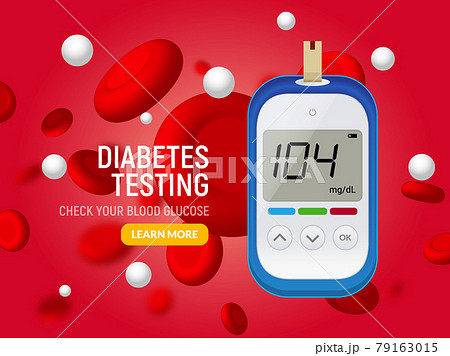 Glucose sugar test. Glucometer vector blood monitor. Diabetes sugar meter insulin control device 79163015