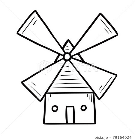 Hand drawn windmill. Doodle sketch Hand drawn windmill. Doodle sketch 79164024