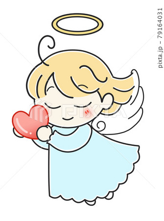 手描き風　ハートを持つ天使 79164031
