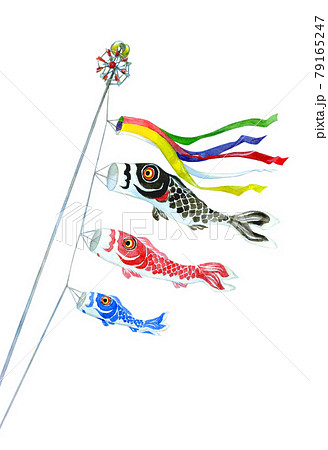 黒・赤・青の鯉のぼり 79165247