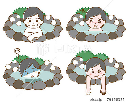 温泉で具合が悪くなる太った中年男性 79166325