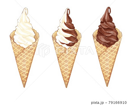 ソフトクリーム バニラとチョコのイラスト素材